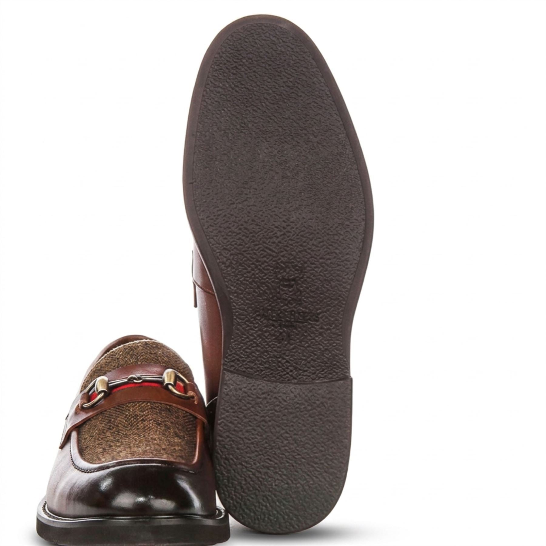 Tristian - Men's Tan Leather Herringbone Tweed Loafers