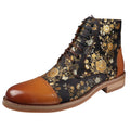 Men's Boot Oxford Brogue Floral Print Lace Up Leather Ankle Boots - Knighthood Store