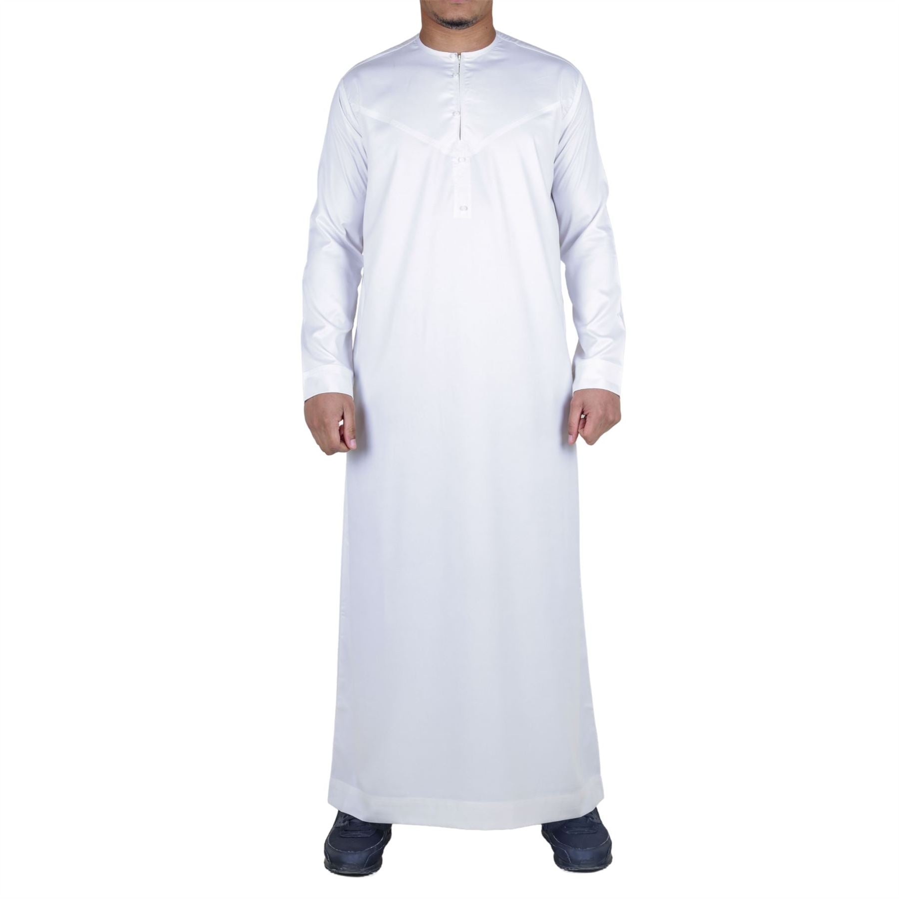 Men's Thobe Jubba Islamic Clothing Muslim Kaftan Emirati Omani Satin Robe