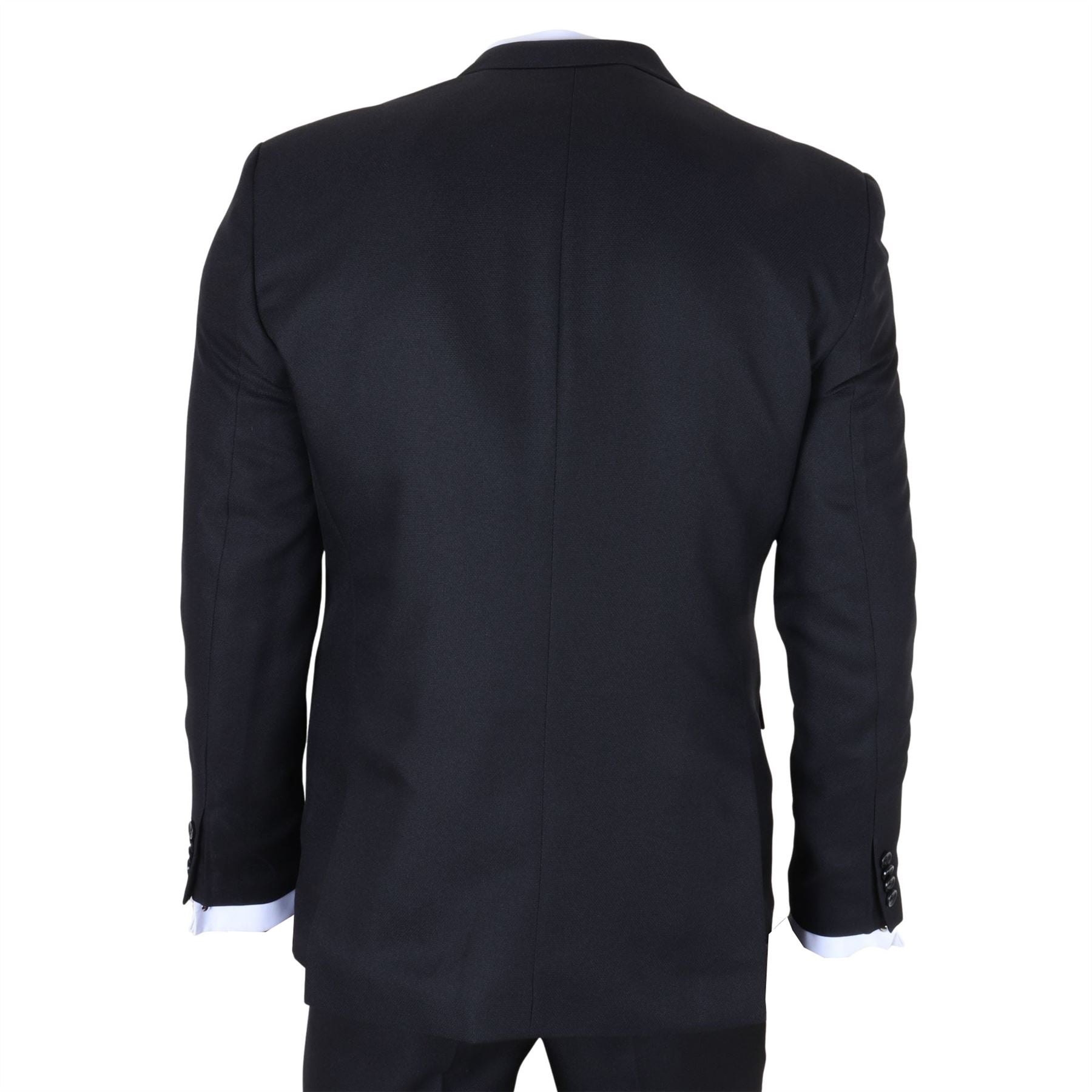 IM48 - Men's 3 Piece Black Tailored Fit Suit