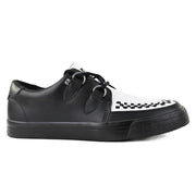 Pointed Creeper Sneaker Black White Leather Platform Shoes