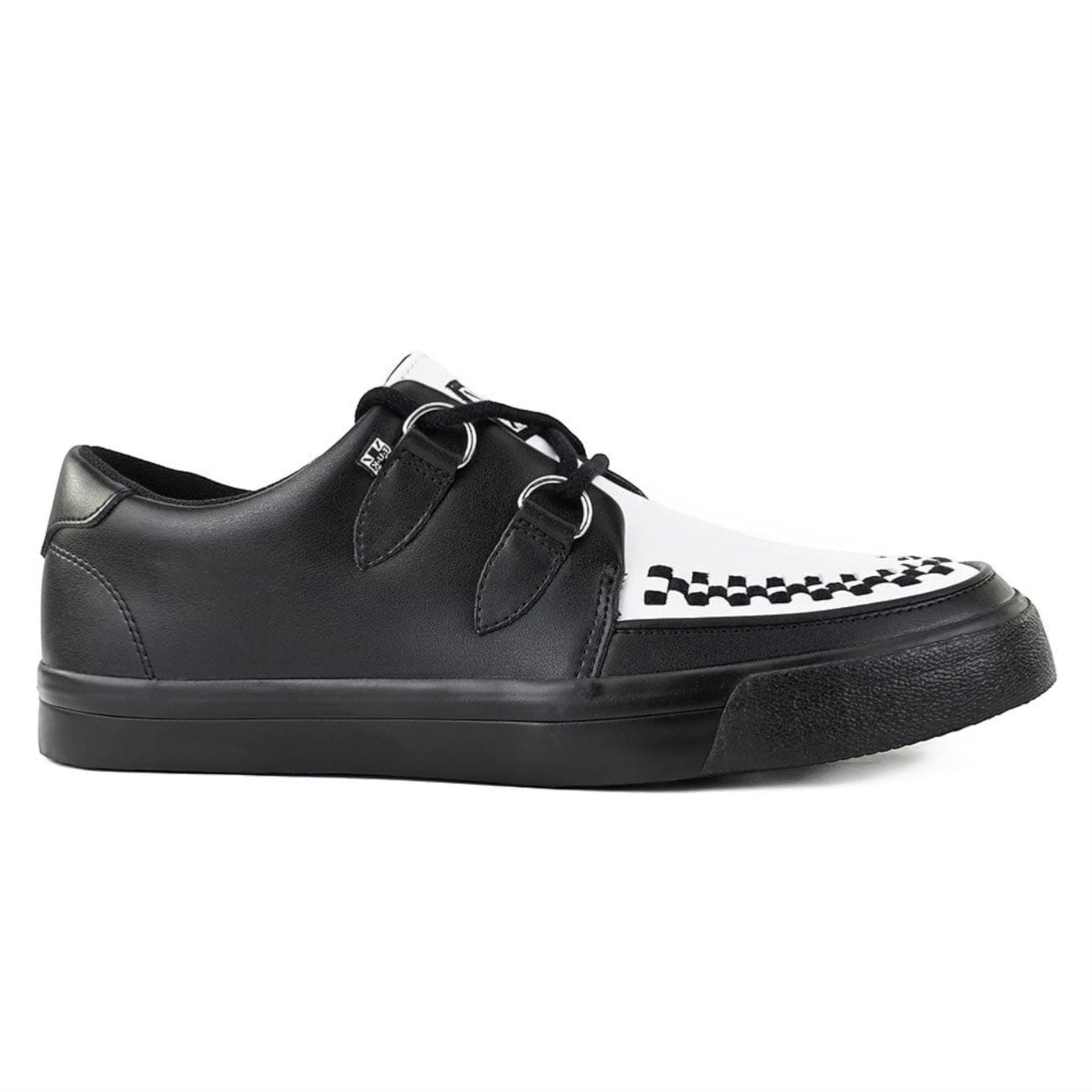 Pointed Creeper Sneaker Black White Leather Platform Shoes