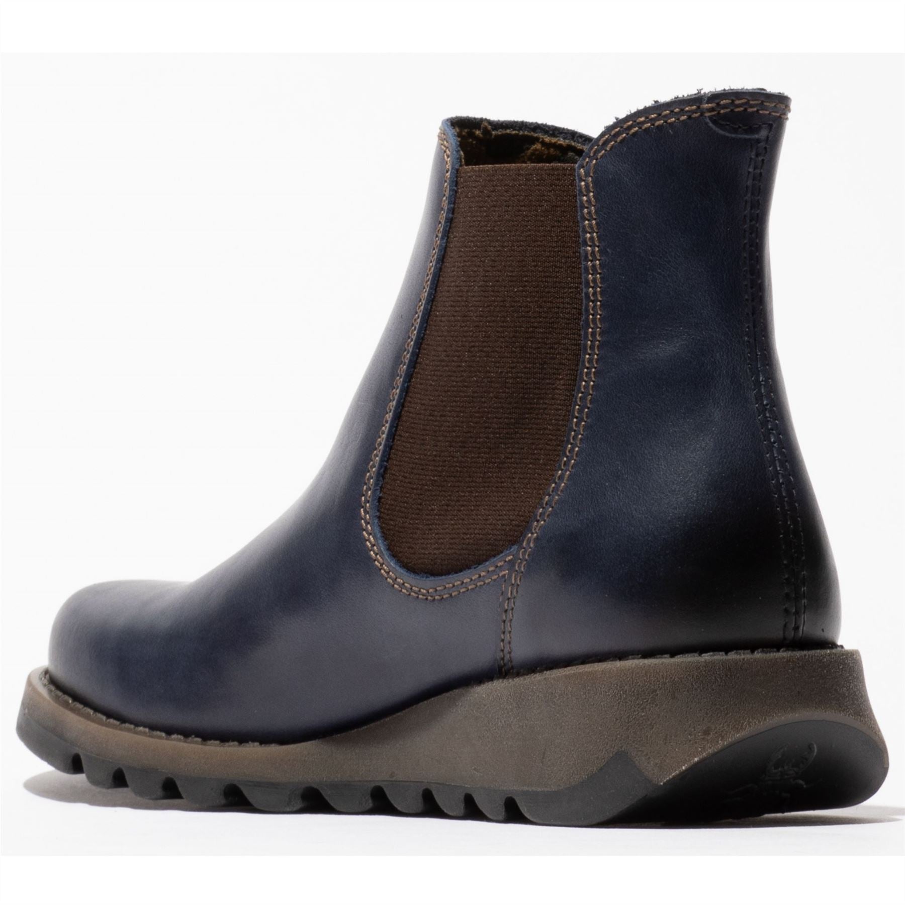 SALV195 - Women's Wedge Heel Leather Chelsea Ankle Boots