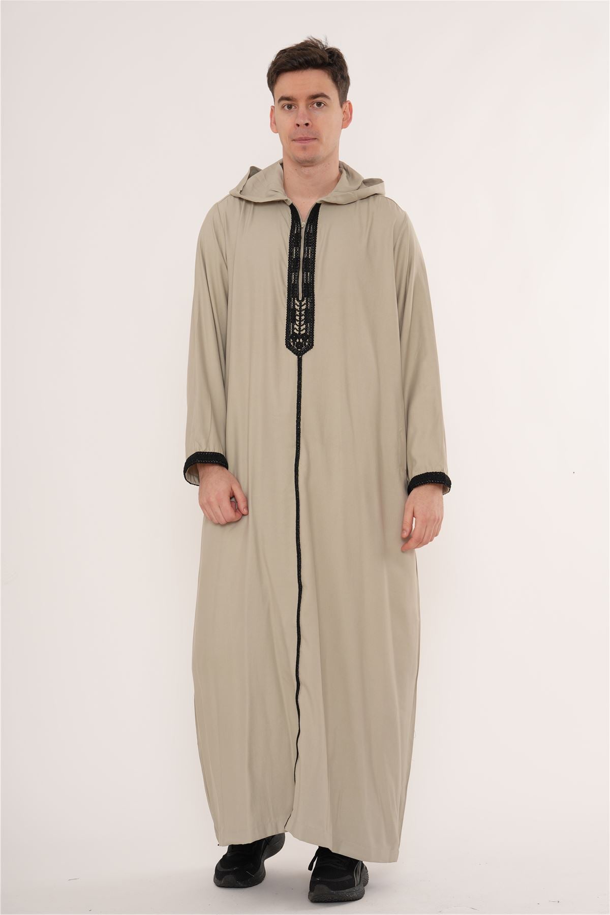 Men's Hooded Gandoura Embroidery Moroccan Thobe