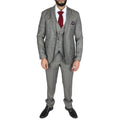 Men's Grey Suit Prince Of Wales Check Tailored Fit 3 Piece Formal Dress - Knighthood Store