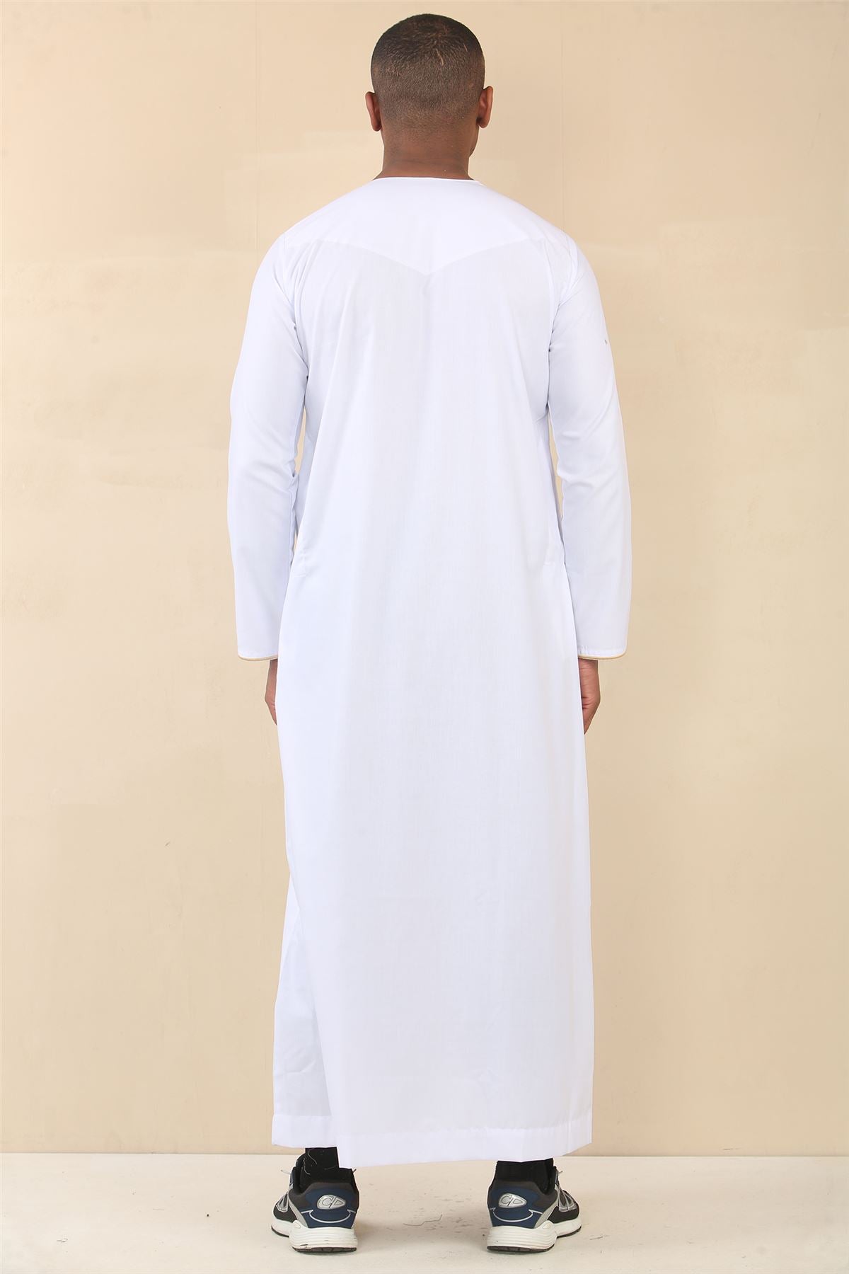 Men's Thobe Emirati Omani Jubba Islamic Clothing Muslim Kaftan Eid Robe Arab Gold Embroidery