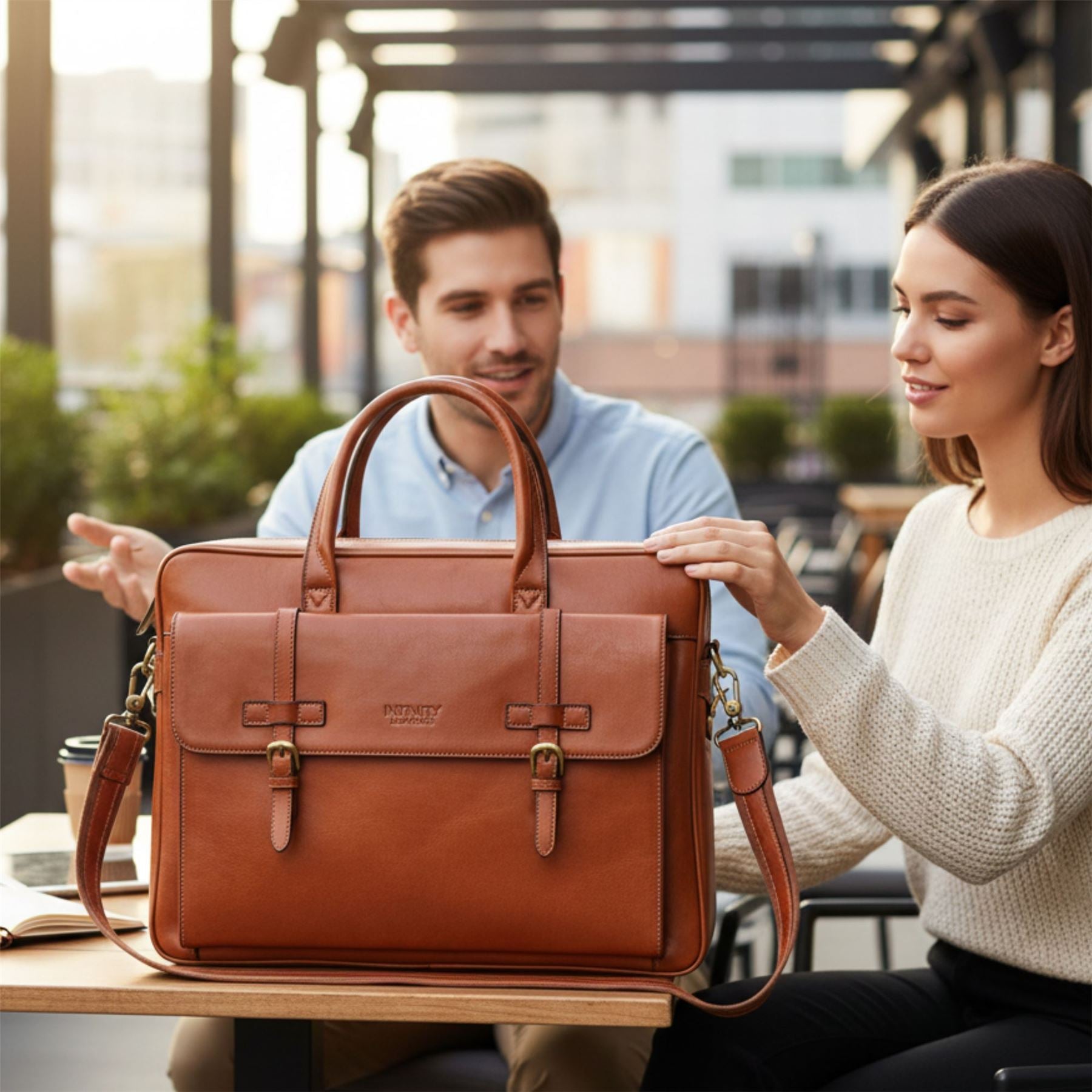 Belmont - Vintage Genuine Leather Laptop Bag Briefcase