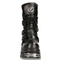 New Rock New Rock 373 S4 Metallic High Boots Black Leather Goth Biker Emo - Knighthood Store