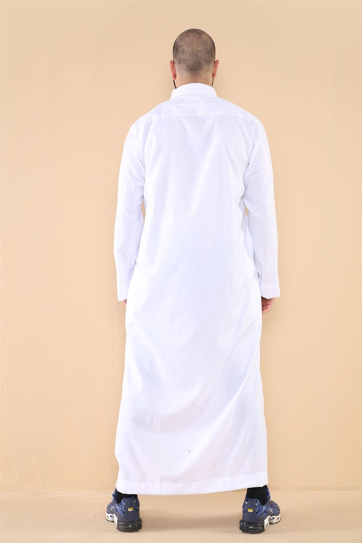 Mens Thobe Jubba Turn Down Collar Islamic Muslim Cotton Kaftan Dress Robe Arabic