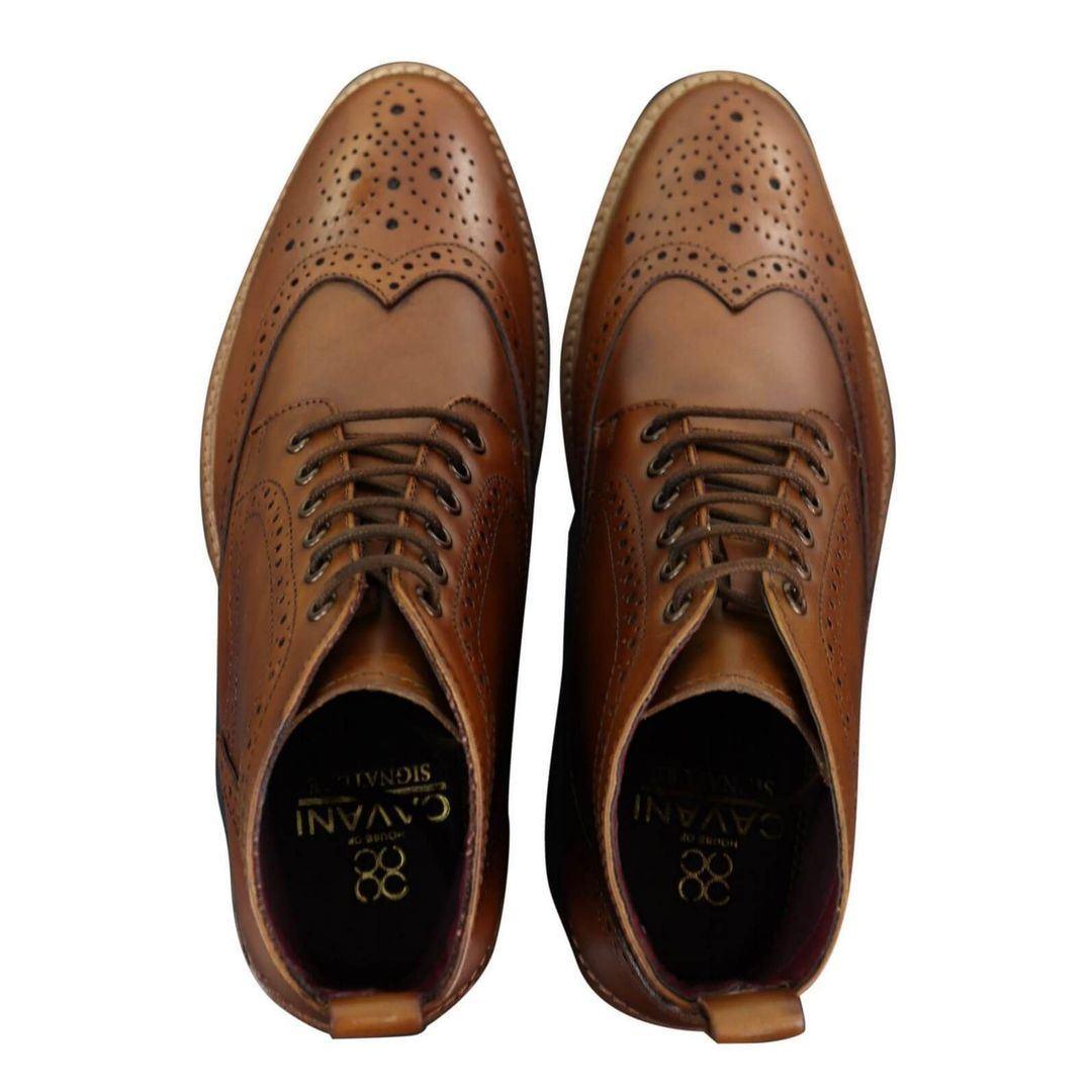 Mens Smart Casual Brouge Ankle Boots Shoes Laced Leather Peaky Blinders 1920s - Knighthood Store