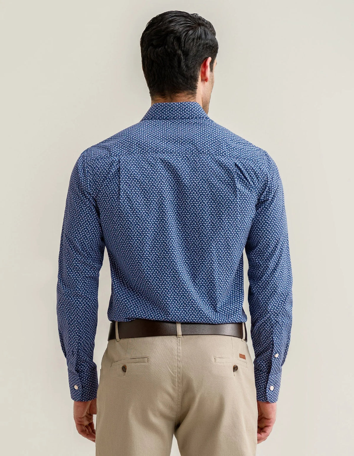 Men's Patterned Dress Shirt - Oxford Blue