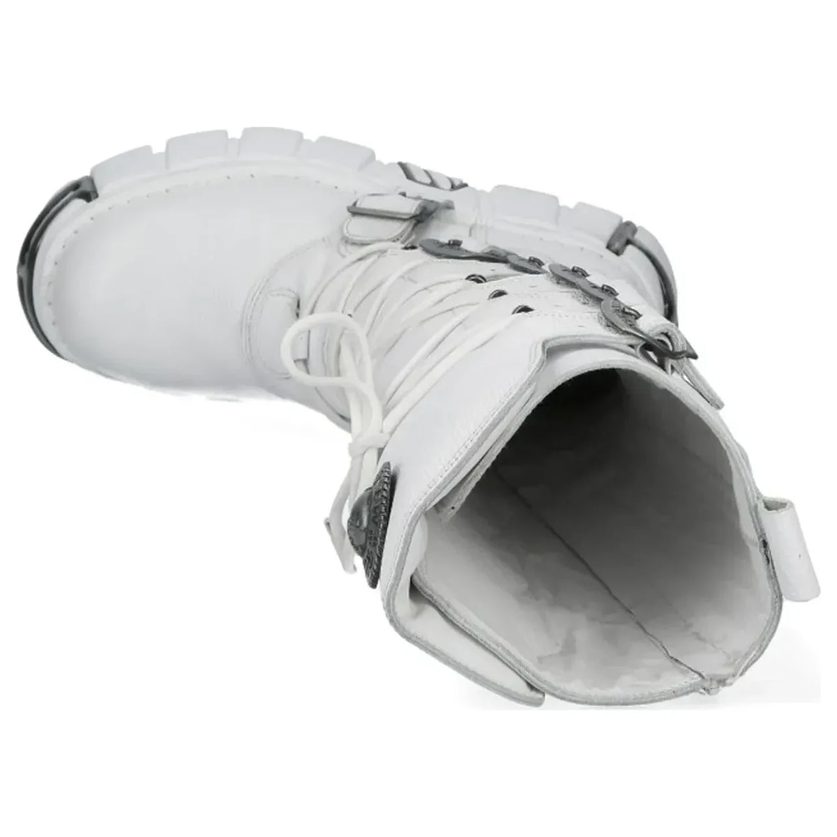 Women's New Rock M-272-C69 Knee High White Leather Gothic Boots