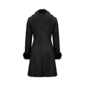 Ladies Real Sheepskin Jacket Suede Button Slim Fit 3/4 Long Trench Coat Designer - Knighthood Store