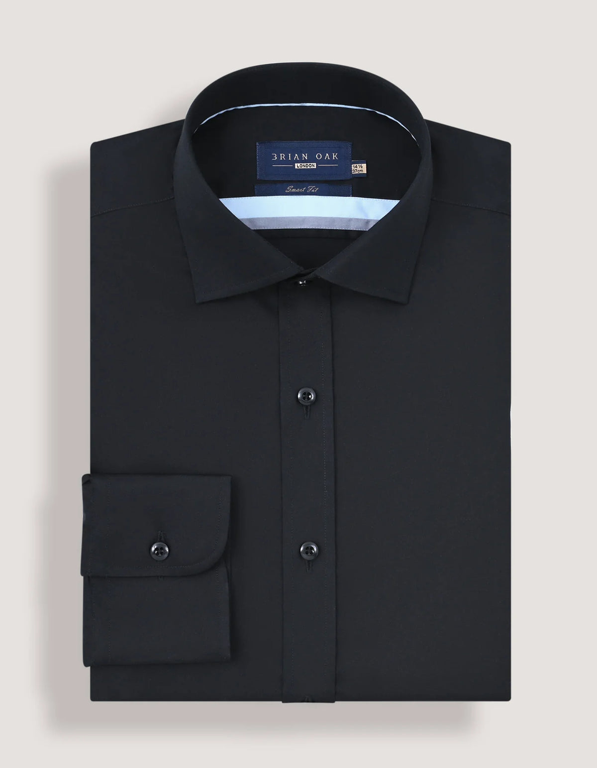 Men's Easy Care Plain Formal Shirt - Black