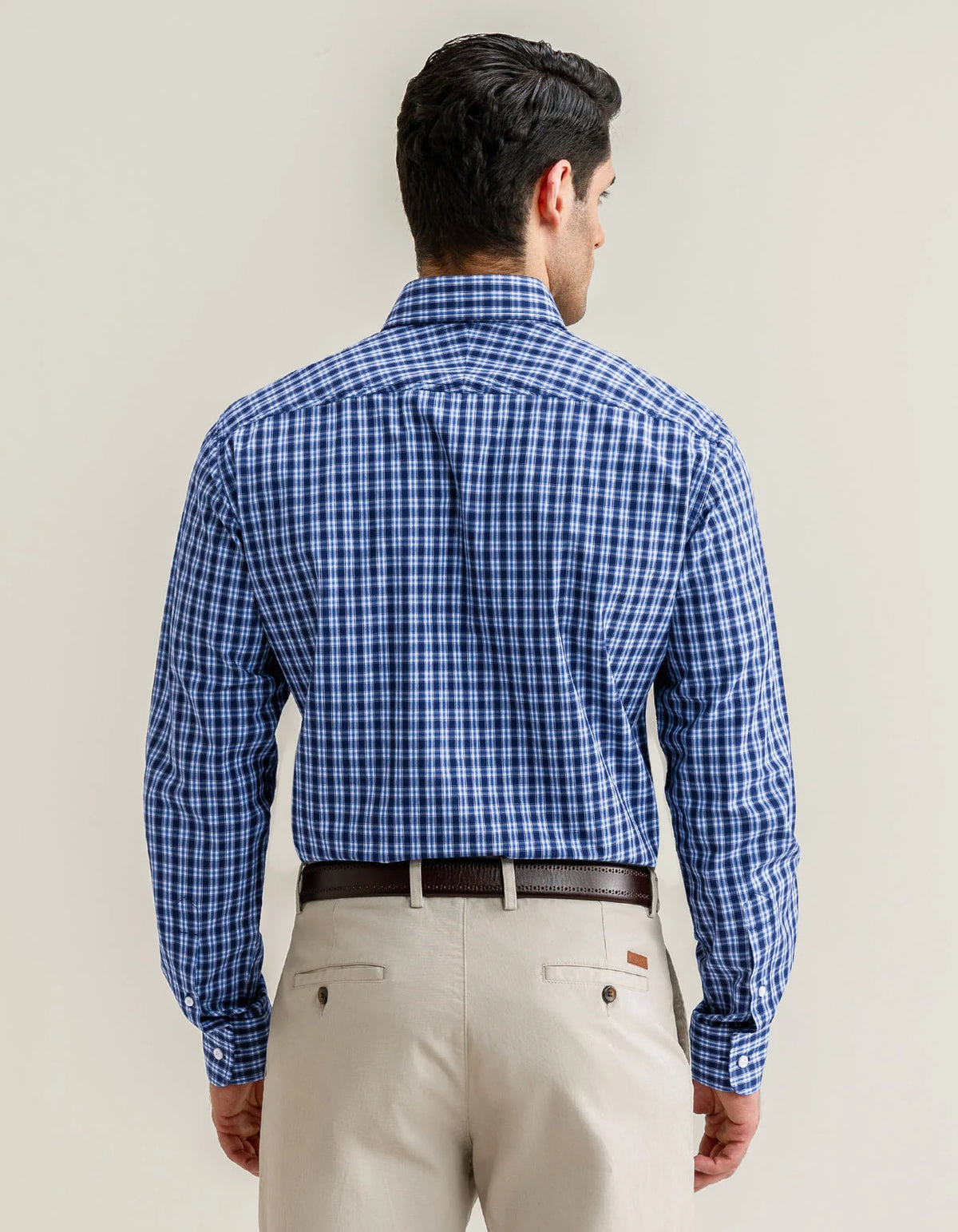 Men's Navy Blue Casual Check Shirt