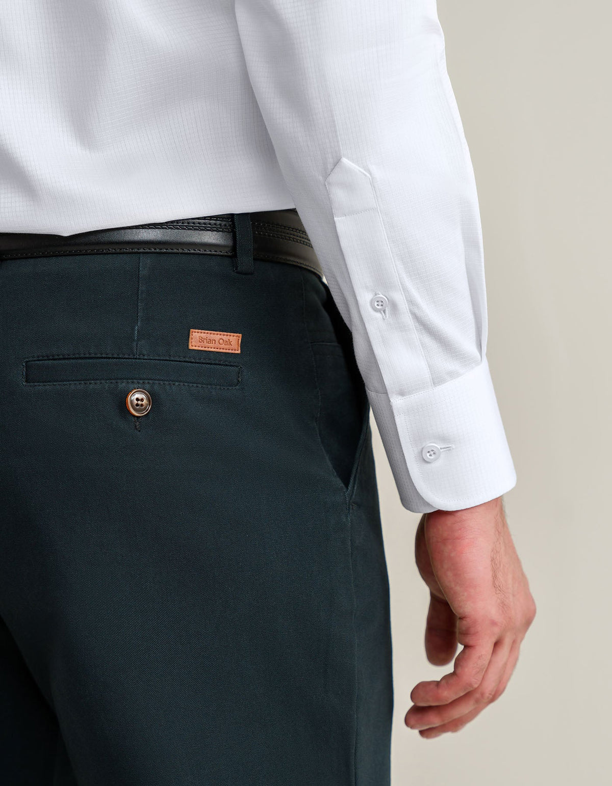 Men's Easy Care Textured White Dress Shirt
