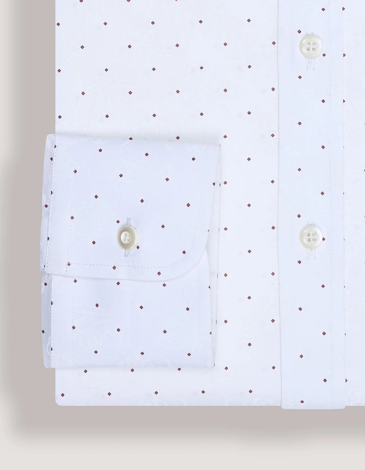 Men's White Self Paisley & Red Micro Dot Formal Shirt