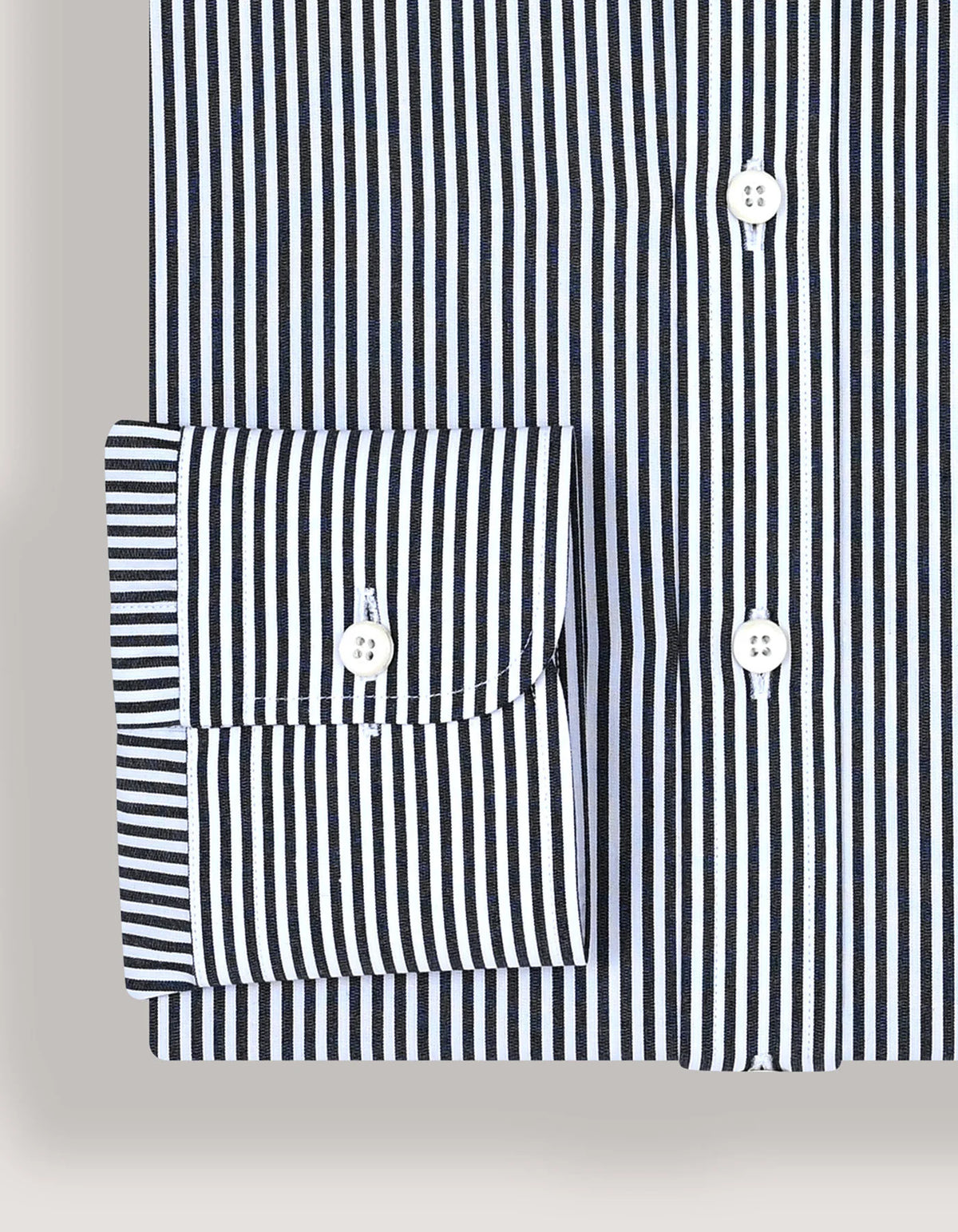 Men's Black and White Striped Formal Shirt