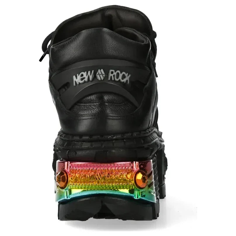 Men's New Rock WALL106-S23 Boots Black Leather Platform Gothic
