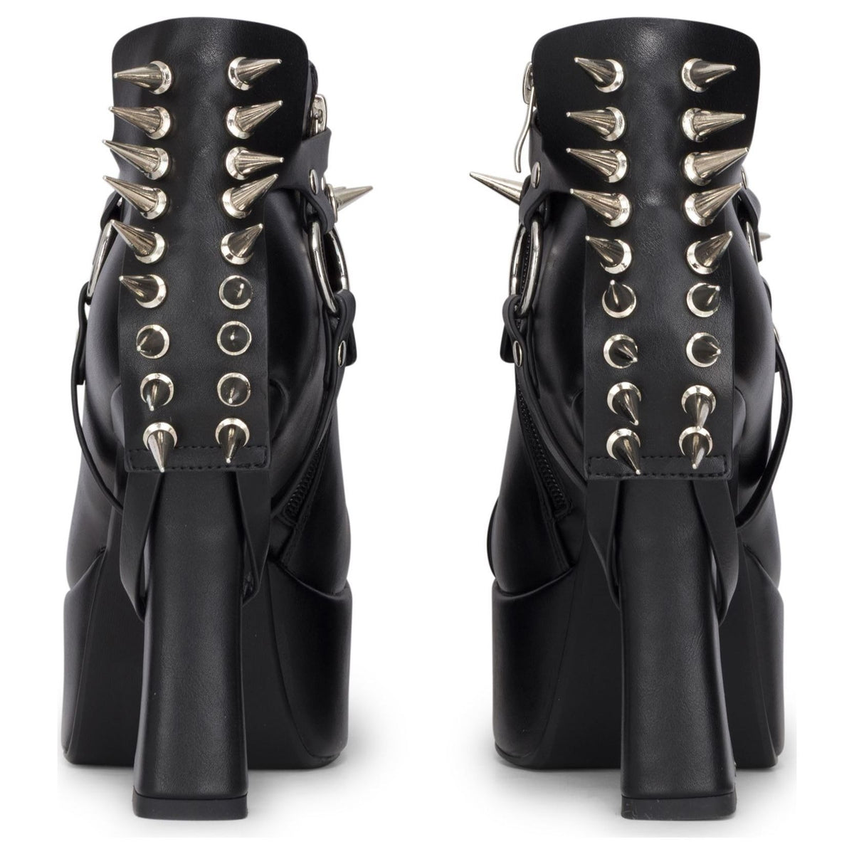 Women's Black Vegan Leather Goth Platform Heeled Booties