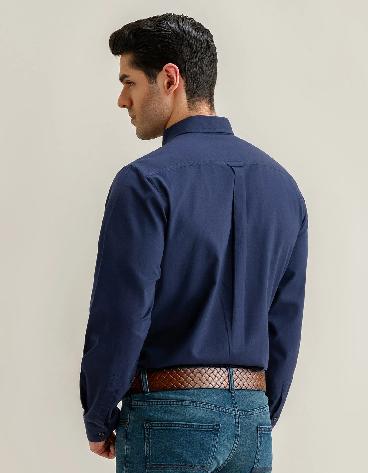 Men's Navy Long Sleeve Button Down Casual Shirt