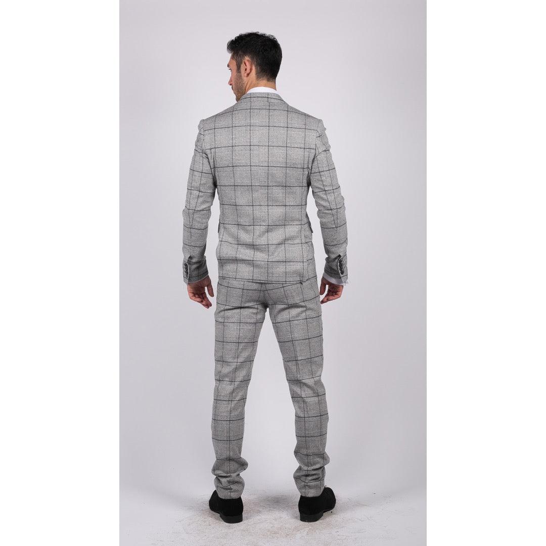 Mens Grey Check Black Tweed 3 Piece Suit Vintage Classic 1920s Wedding - Knighthood Store