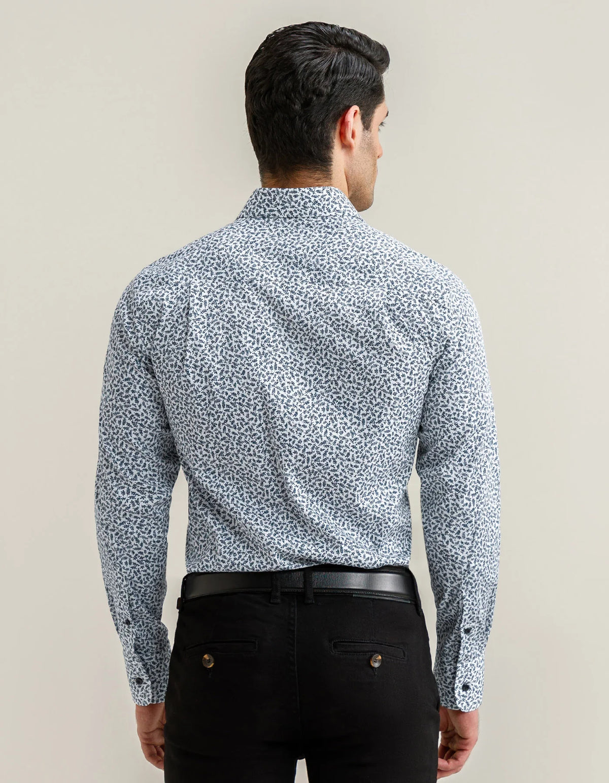 Men's Easy Care Patterned Shirt - White
