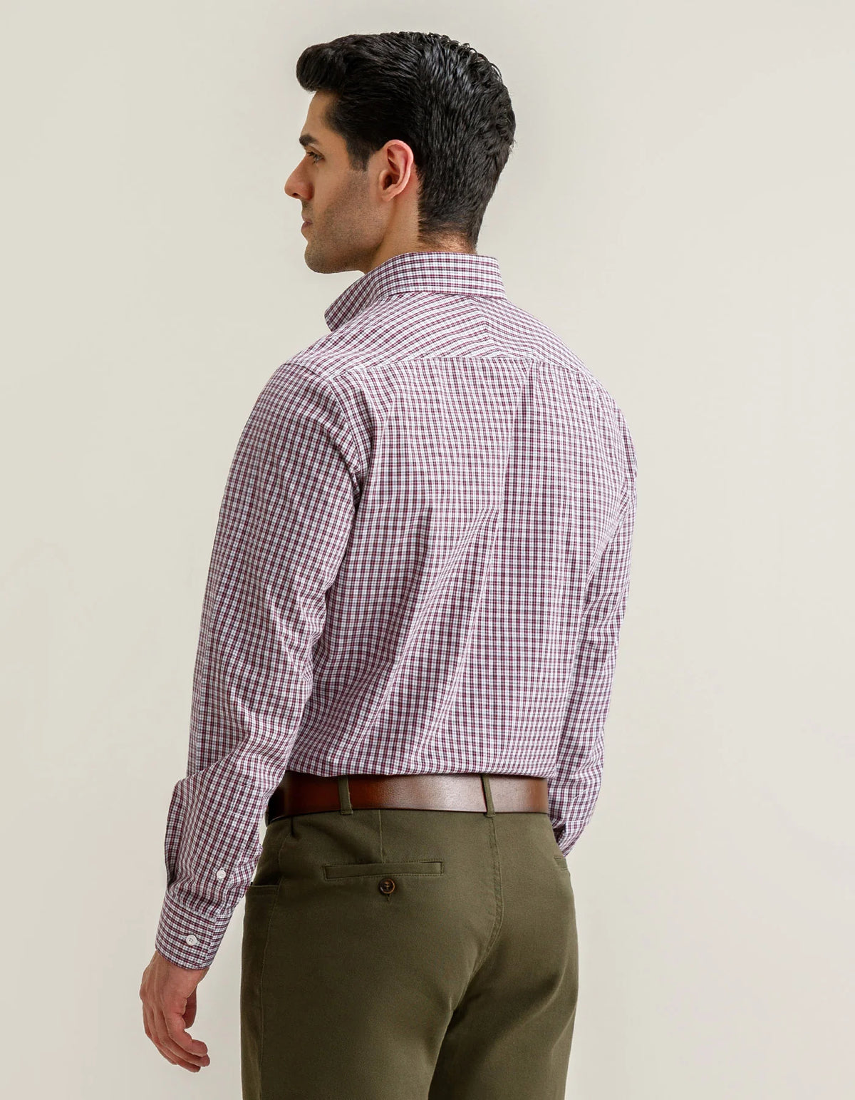 Men's Maroon Casual Check Shirt