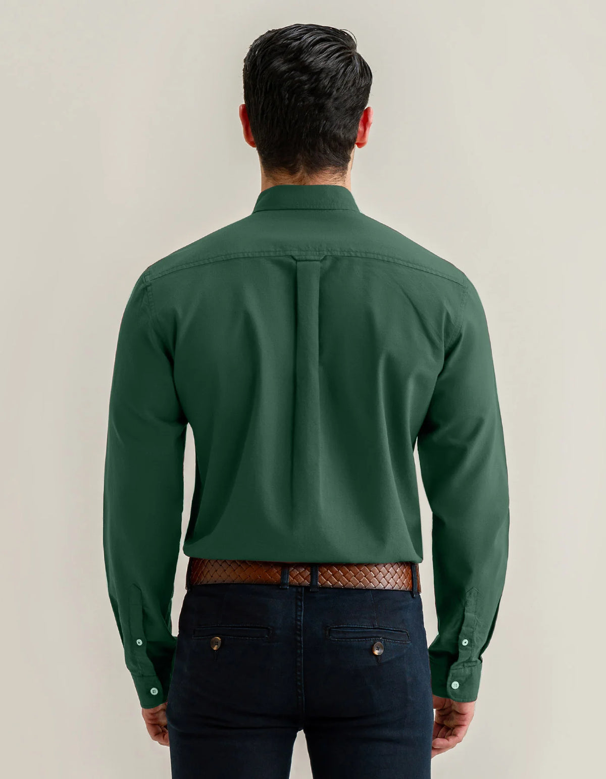 Men's Dark Green Long Sleeve Button Down Casual Shirt