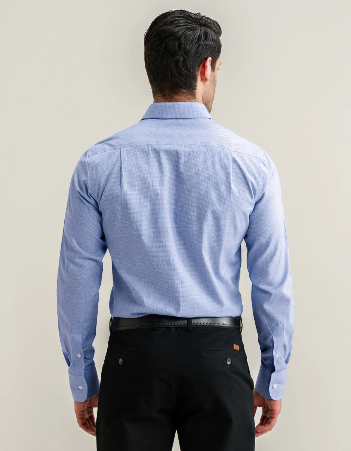 Men's Easy Care Formal Check Shirt – Light Blue
