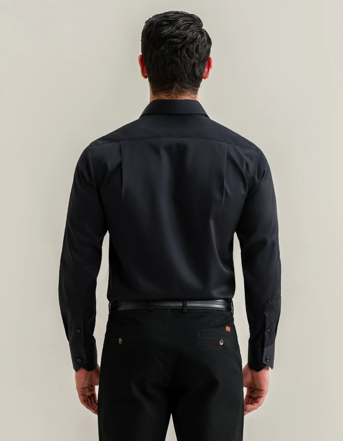 Men's Easy Care Designer Black Satin Shirt
