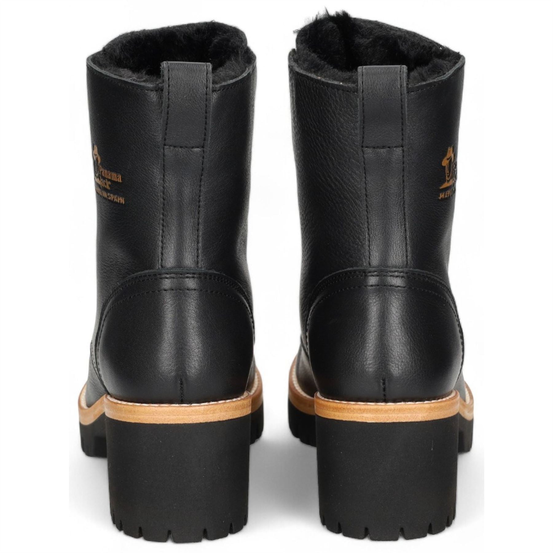 Padma B11 - Women's Black Block Heel Leather Ankle Boots