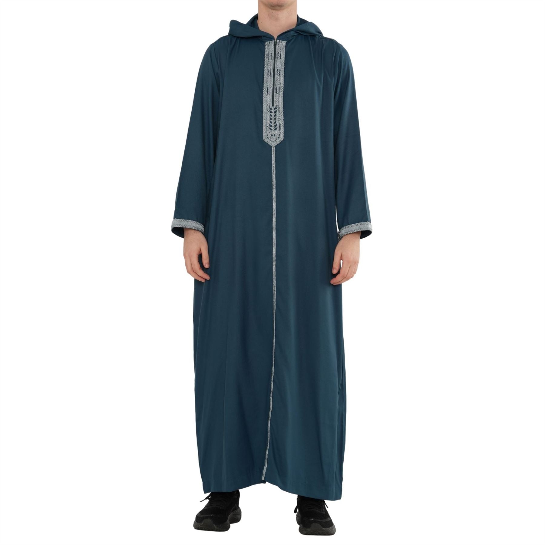 Men's Hooded Gandoura Embroidery Moroccan Thobe
