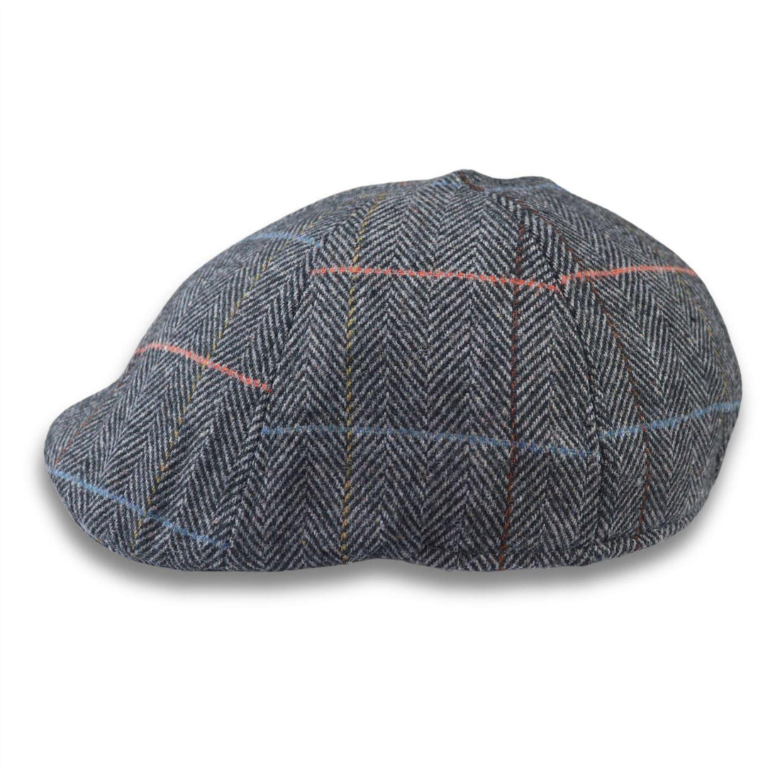 Men's Duckbill Cap Wool Blend Tweed Herringbone Check Gatsby Peaked Ivy 6 Panel Hat - Knighthood Store