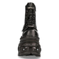 New Rock MILI083CCT-C4 Metallic Black Leather Military Boots Punk Goth Rock - Knighthood Store