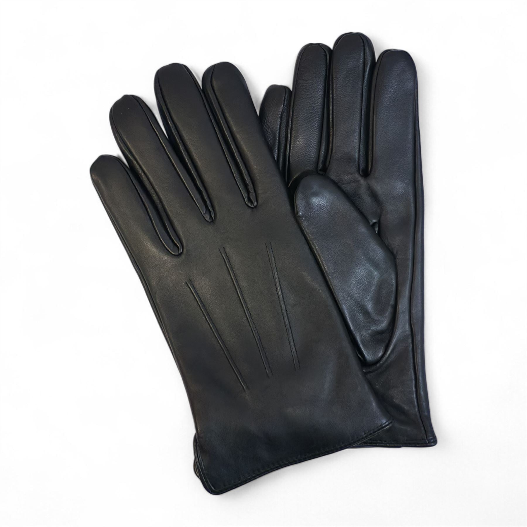 Men's Leather Wool Lined Elastic Wrist Gloves