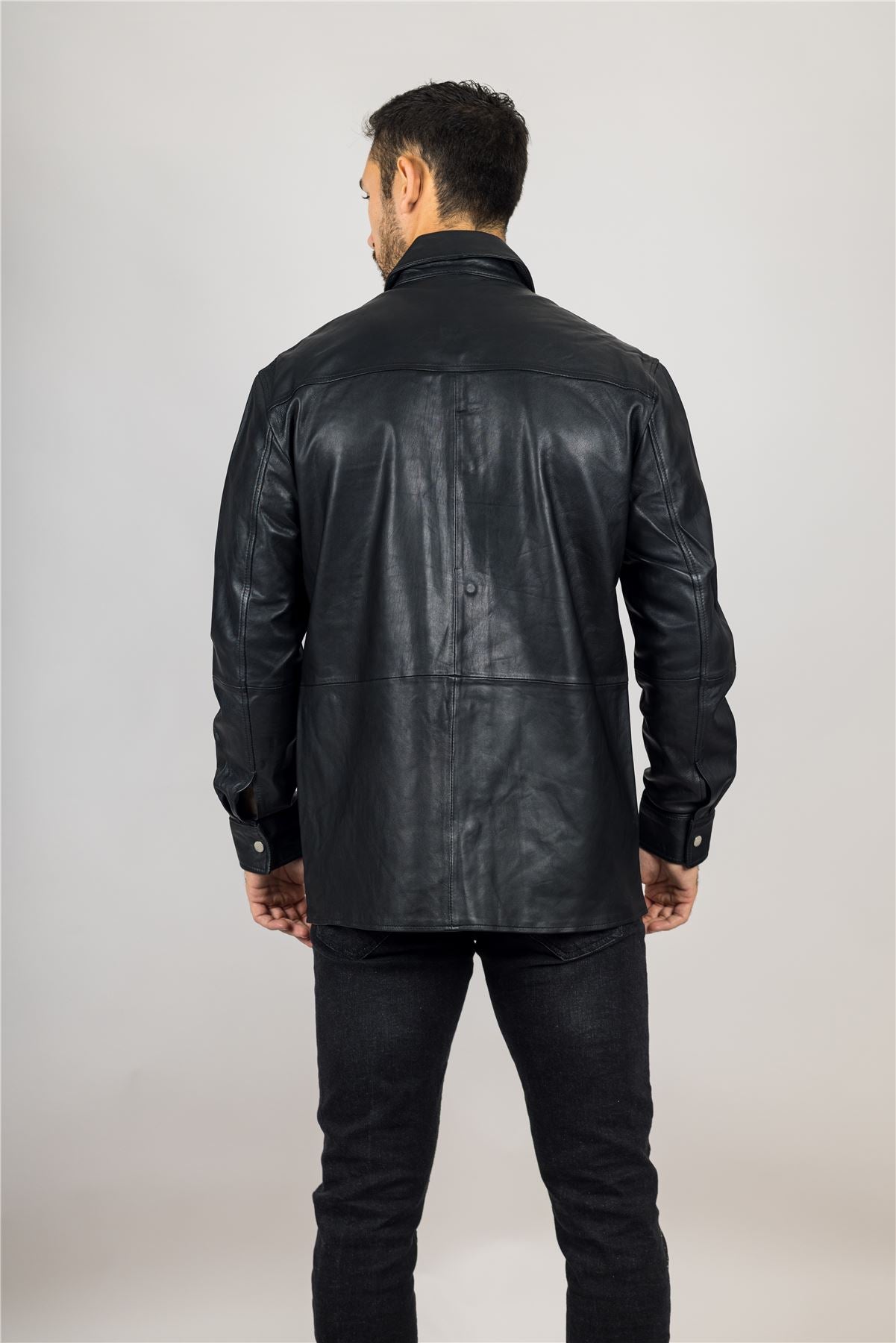 Men's Leather Shirt Western Trucker Jacket