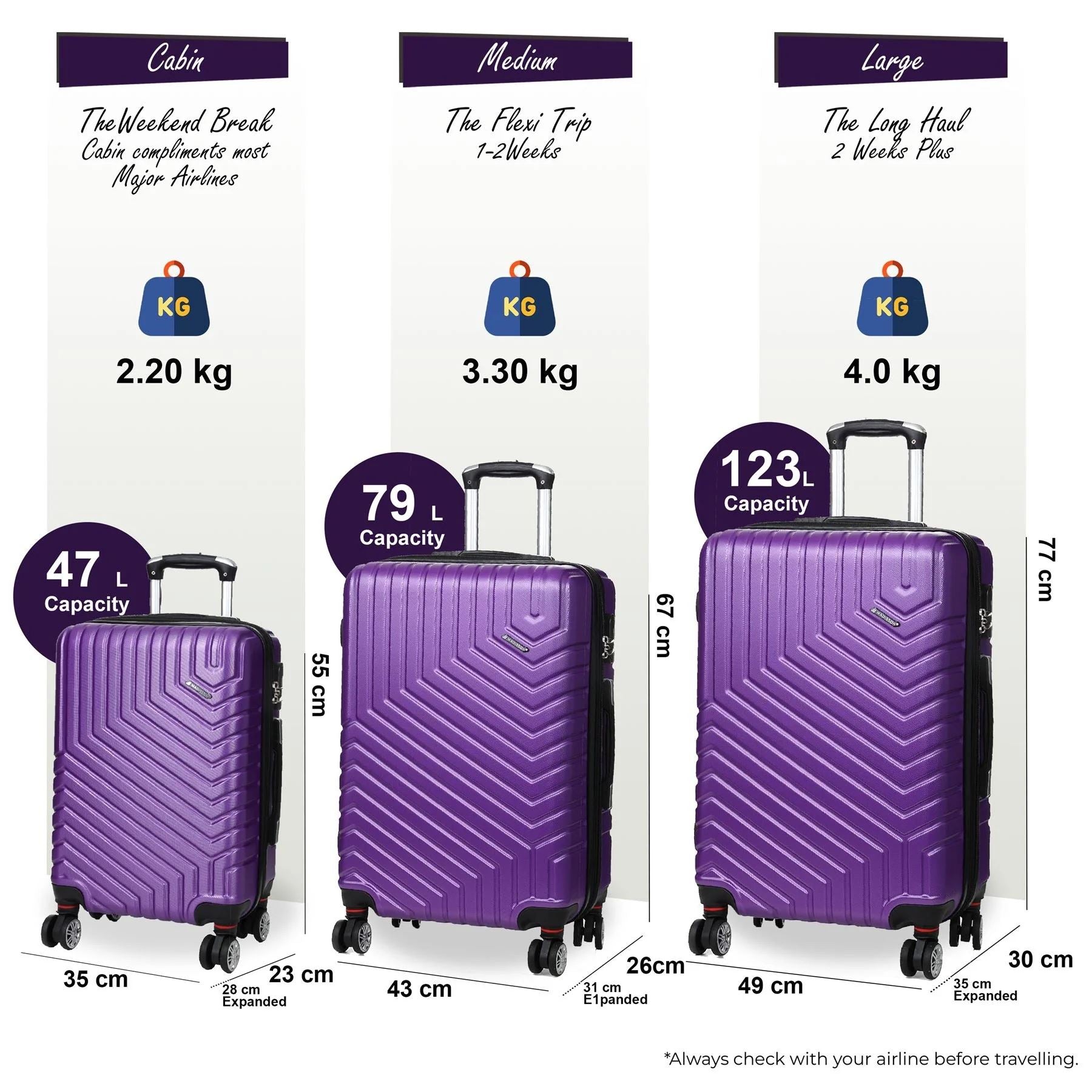 Hard Shell Luggage Set 8 Spinner Wheels ABS Suitcase