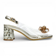Marlene 12 - Women’s Clear Golden Block Heel Sandals