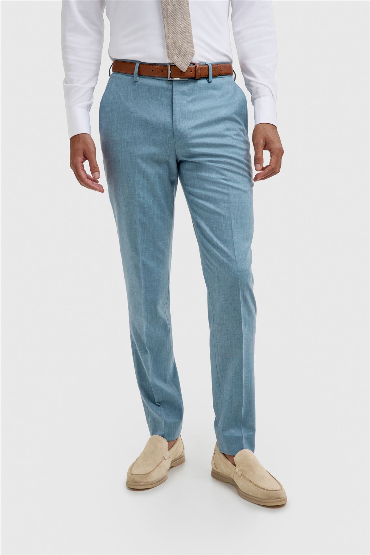 James - Men's Light Blue 3 Piece Textured Suit