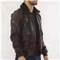 Men's Leather Bomber Jacket Fur Collar Aviator Coat