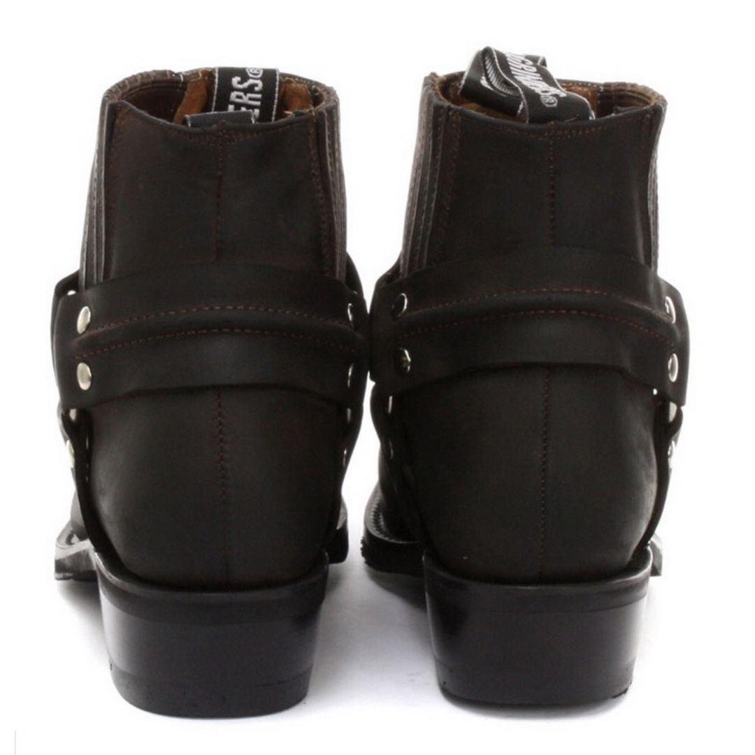 Unisex Real Leather Biker Ankle Boots Rock Punk Grinders Buckle Cowboy Riding - Knighthood Store