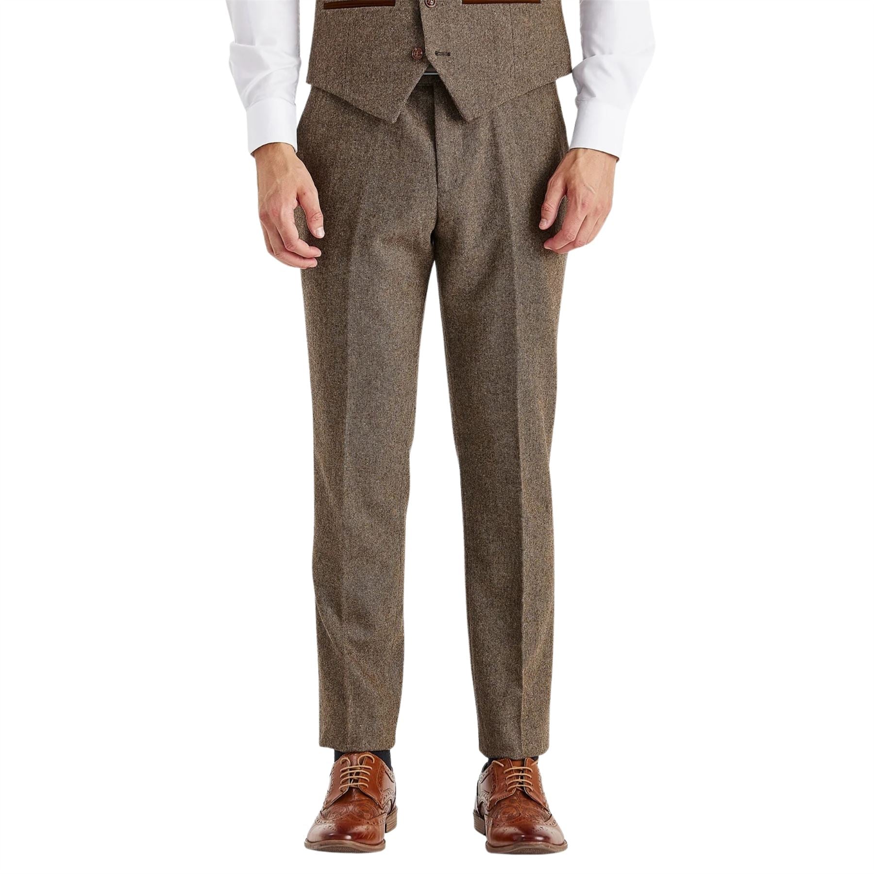 Oscar - Men's Brown Wool Blend Tweed Trousers
