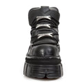 New Rock M.106-S29 TOWER SHOES Metallic Black Leather Biker Gothic Boots - Knighthood Store