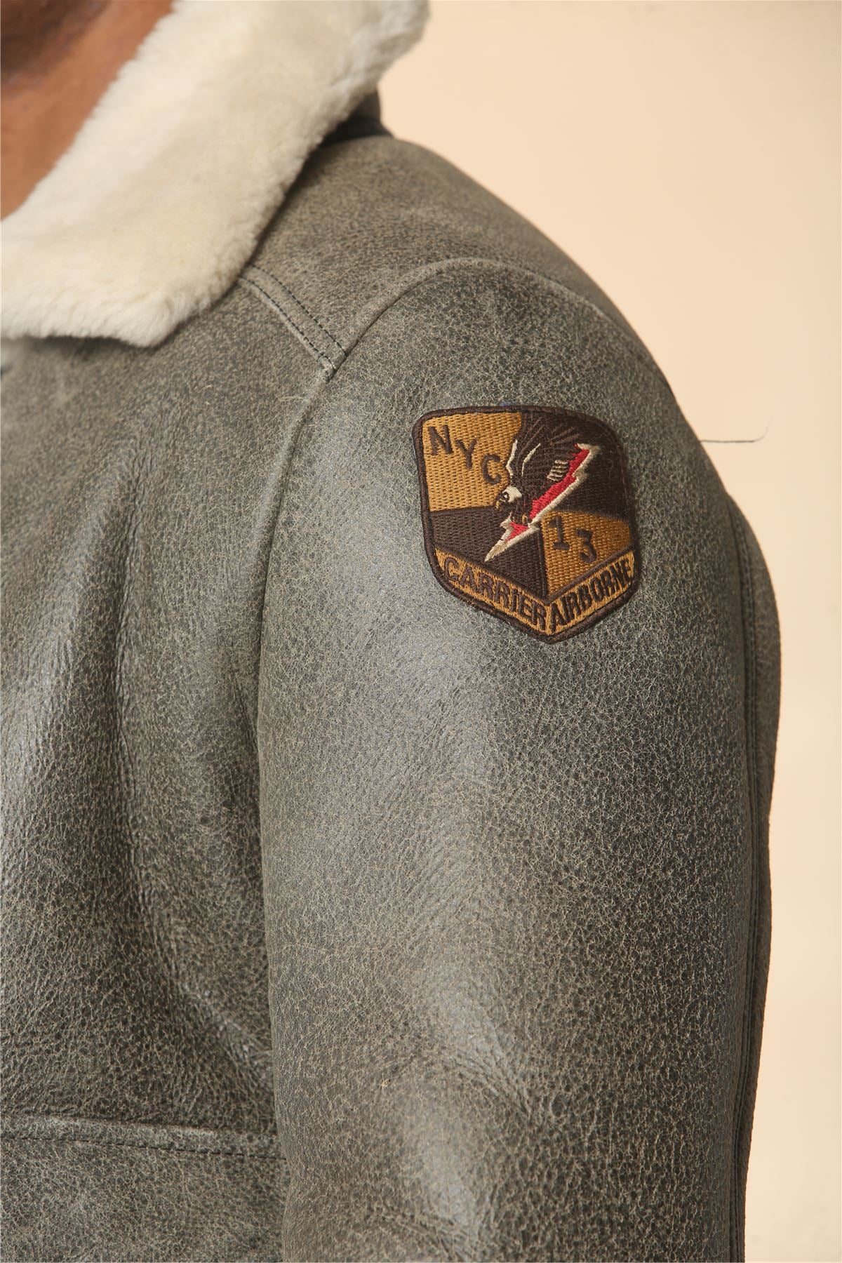 Men's Grey B3 Shearling Aviator Sheepskin Jacket