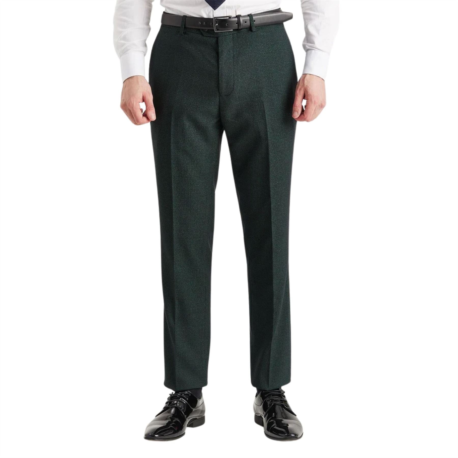 Regent - Men's Green Plaid Check Trousers