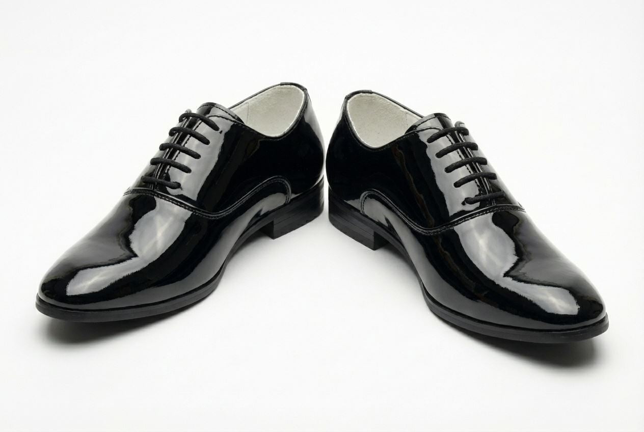 Men’s Formal Patent PU Leather Oxfords Lace-Up Dress Shoes
