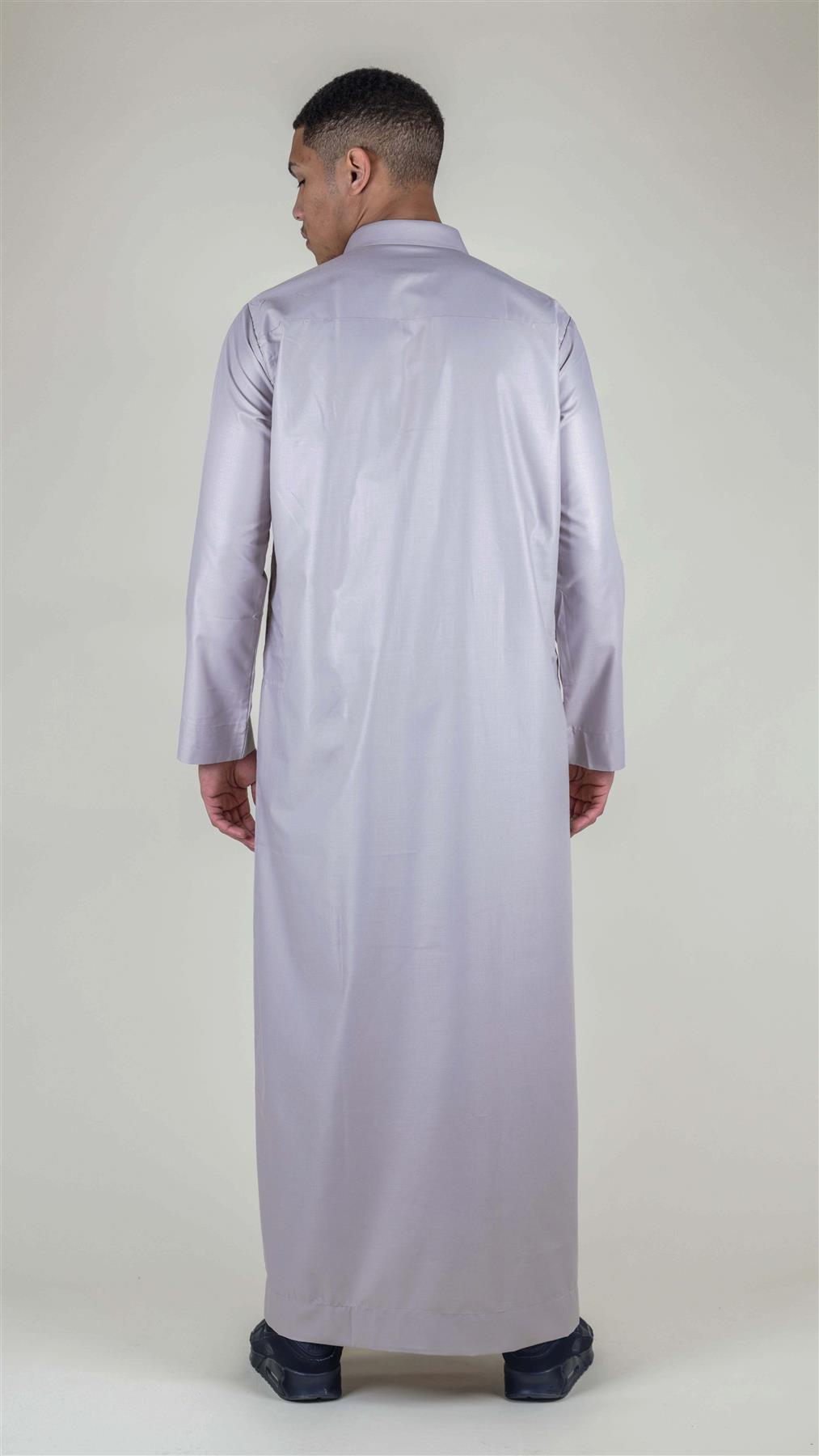 Mens Thobe Jubba Turn Down Collar Islamic Muslim Cotton Kaftan Dress Robe Arabic
