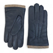 Men’s Genuine Leather Wool Lined Ribbed Knit Cuff Gloves