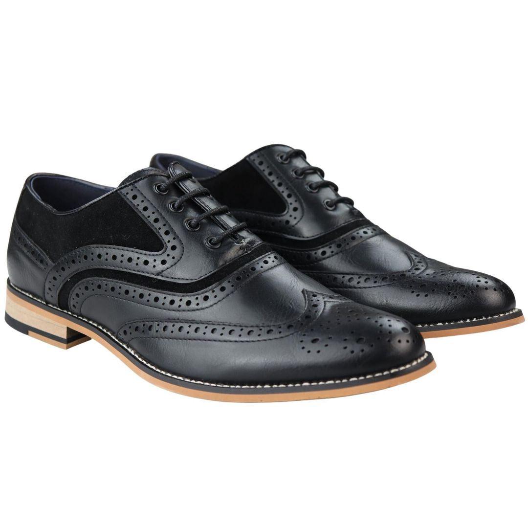 Mens Real Leather & Suede Laced Gatsby Brouges Smart Casual Designer Retro Shoes - Knighthood Store